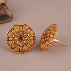 Beautiful antique gold plated stone stud