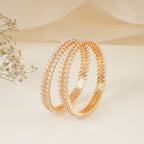Stunning gold plated marquise diamond bangle set