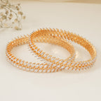 Stunning gold plated marquise diamond bangle set