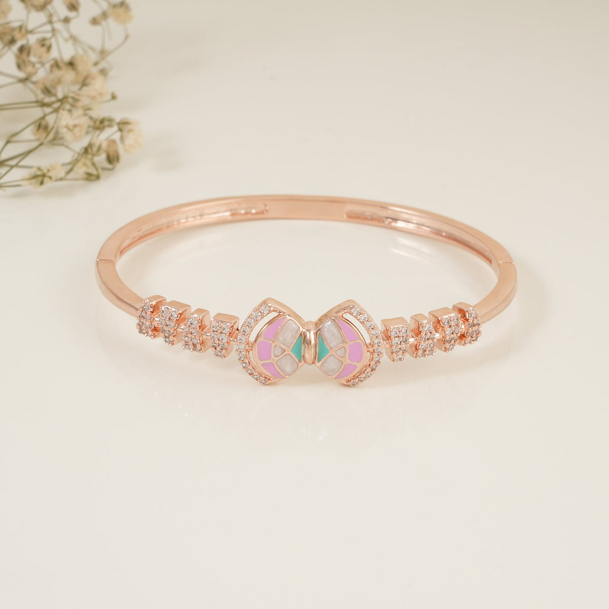 Marveleous meenakari gold plated cz diamond bracelet