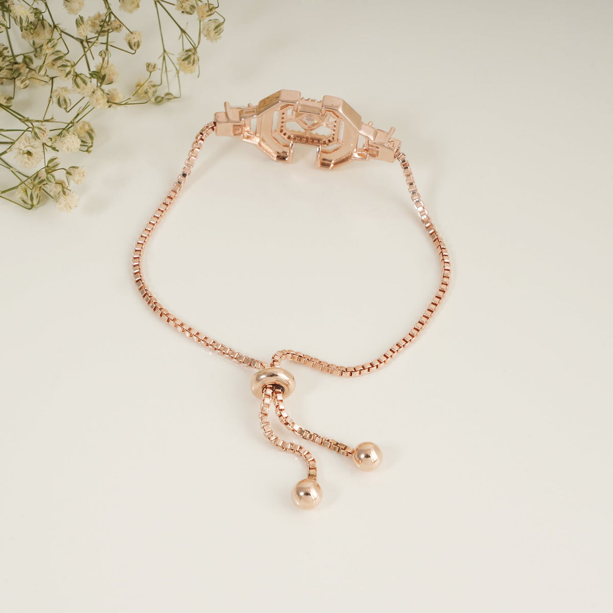 Cute meenakari free size rose gold bracelet