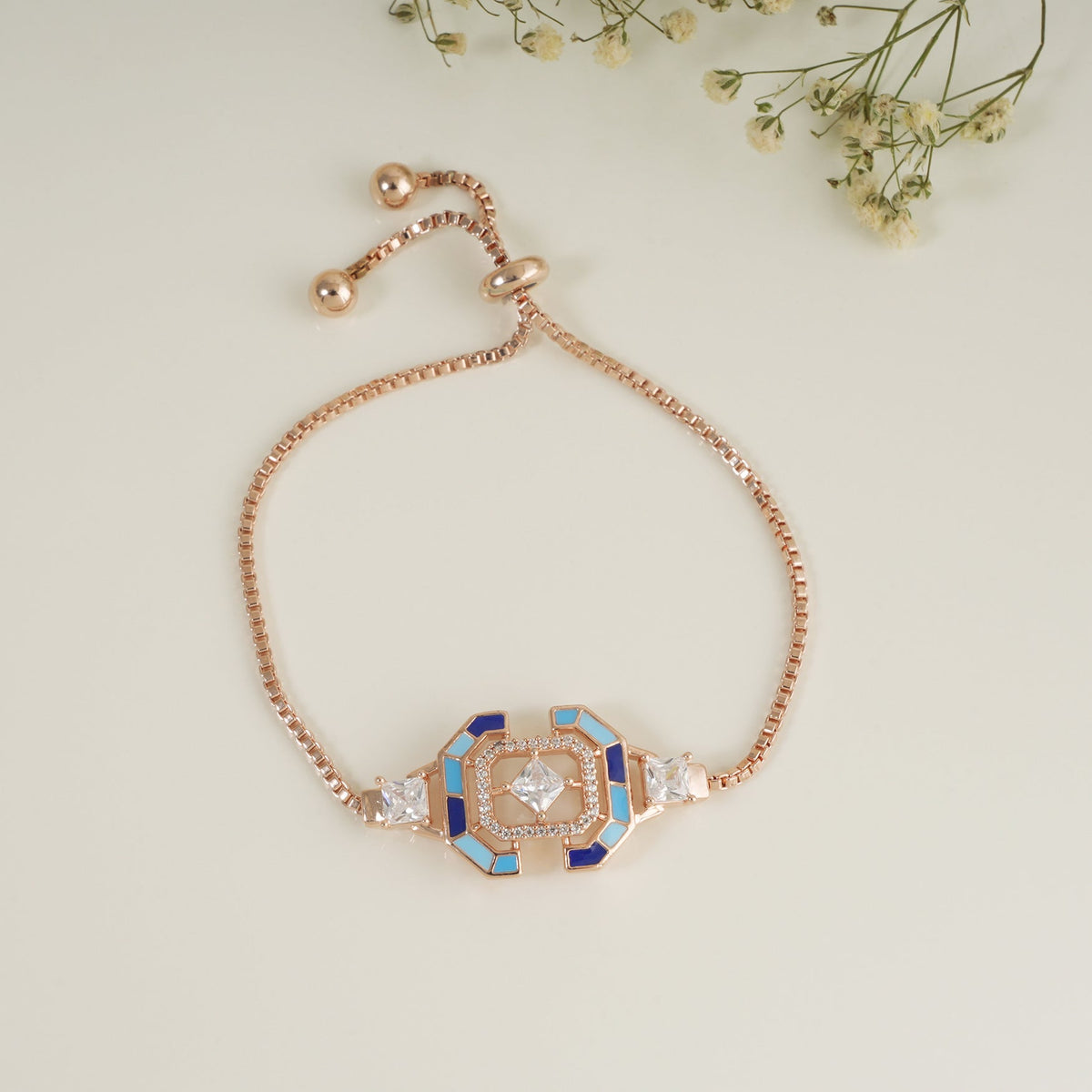 Cute meenakari free size rose gold bracelet