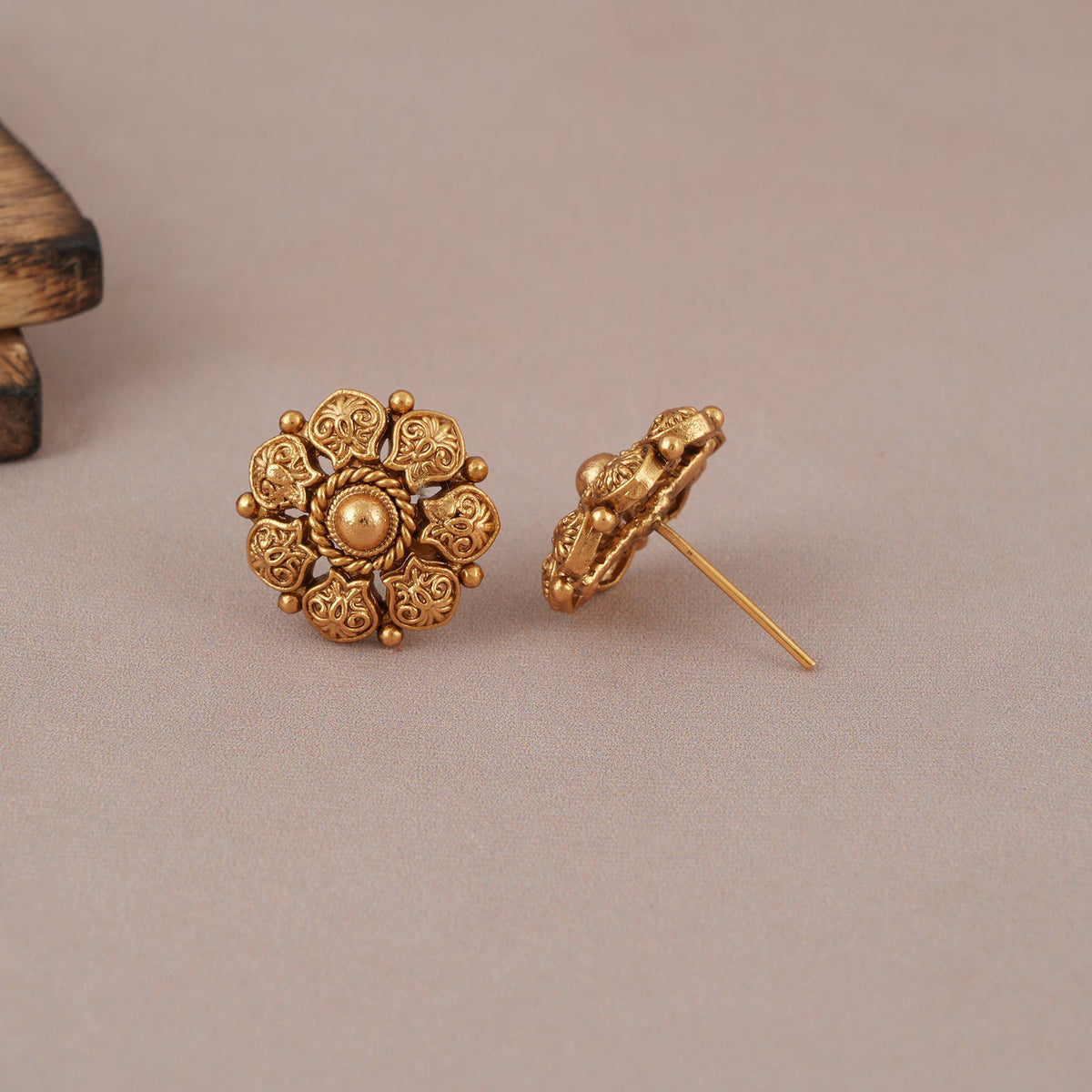 cute small antique gold stud earring