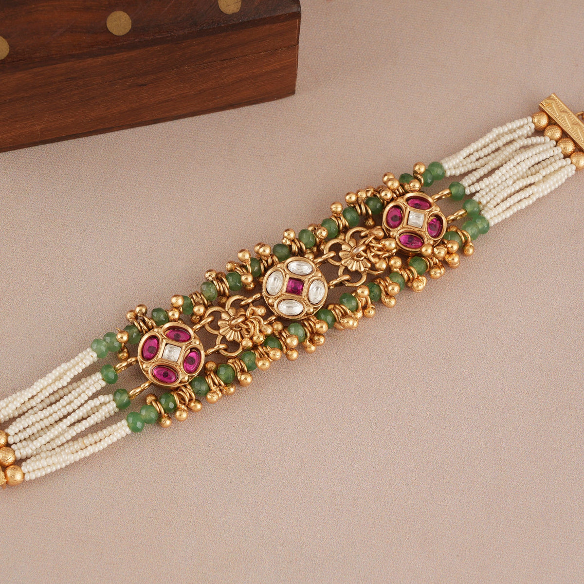 Stunning antique gold plated  multicolor bracelet