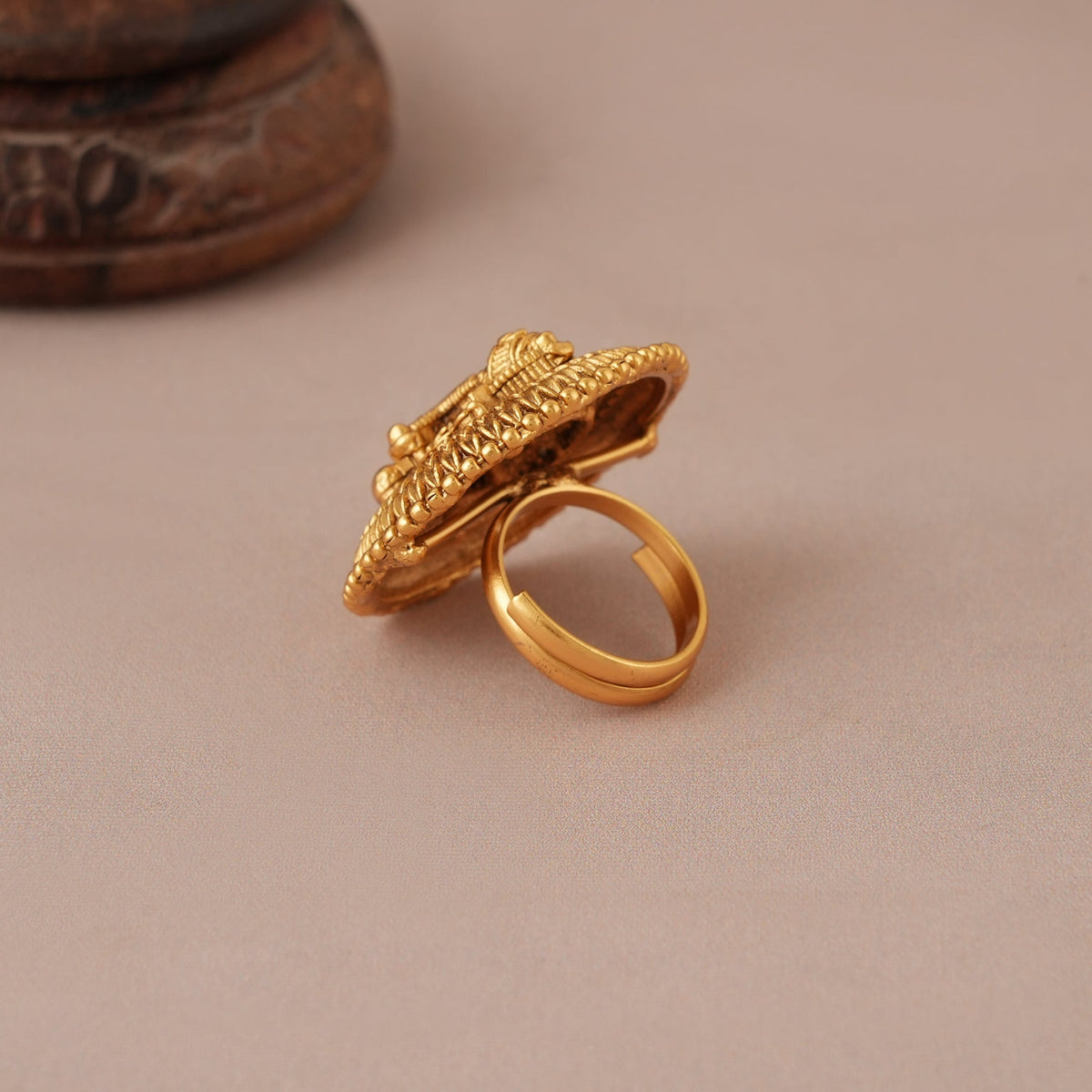 Stunning plain antique gold ganesh finger ring I Temple Jewellery