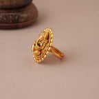 Stunning plain antique gold ganesh finger ring I Temple Jewellery