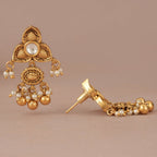 Pearl drop antique gold kundan traditional earring