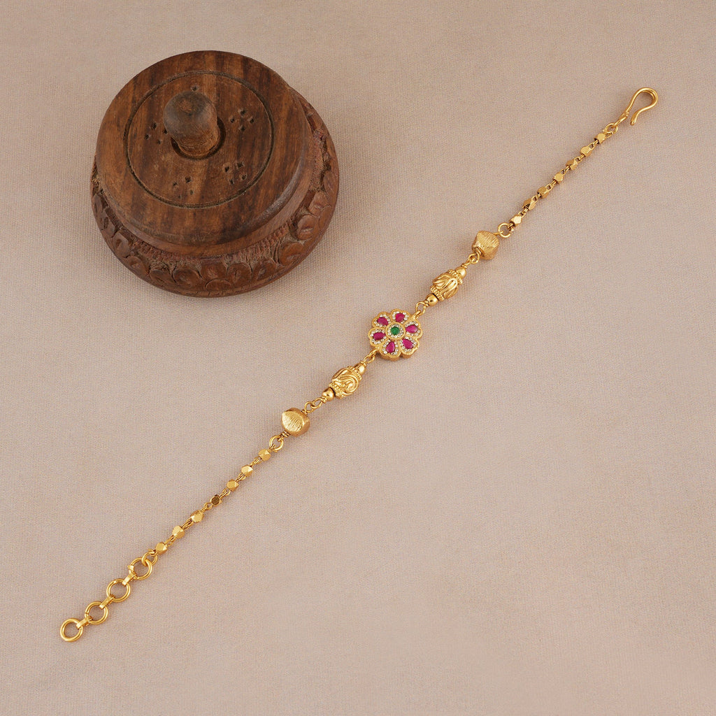 Elegant antique gold stone adjustable bracelet for women
