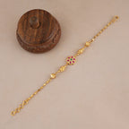 Elegant antique gold stone adjustable bracelet for women