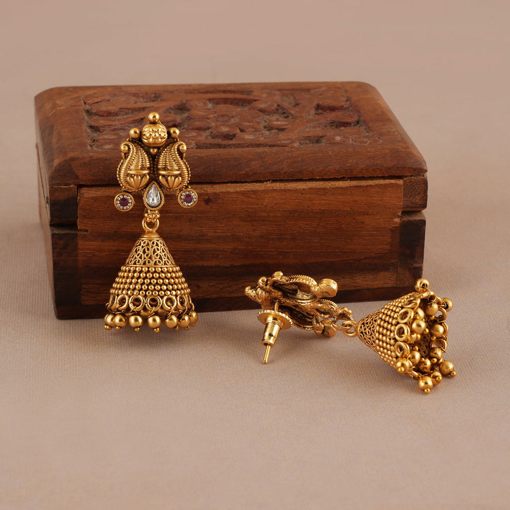 Beautiful paisley antique gold stone necklace set