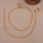 Plain bead antique gold anklet set