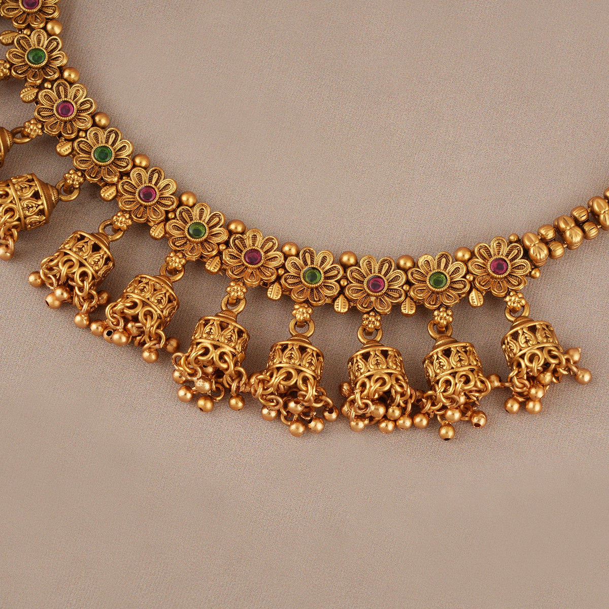 Beautiful stone antique gold choker necklace set