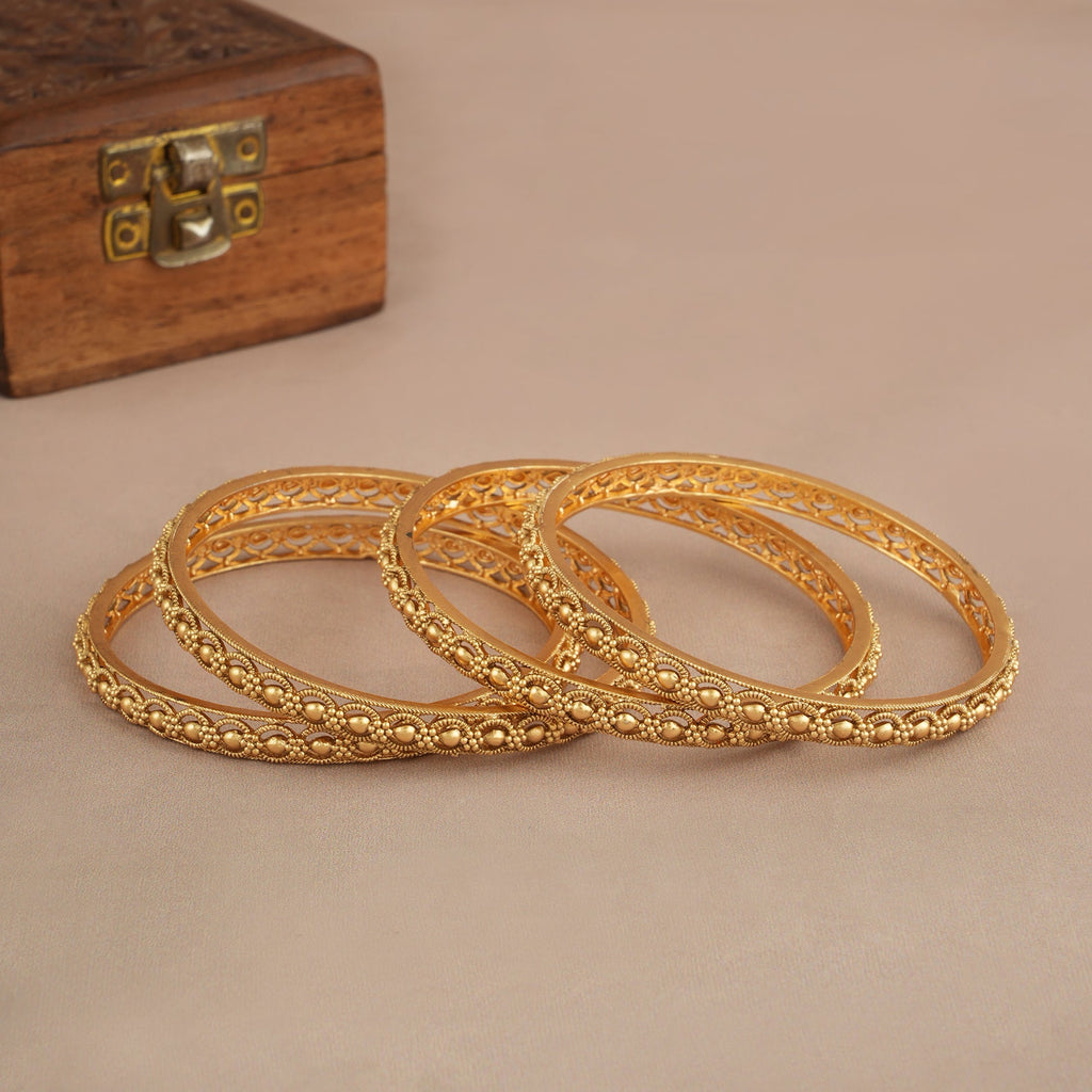 Stunning plain antique gold bangle set ( set of 4 )