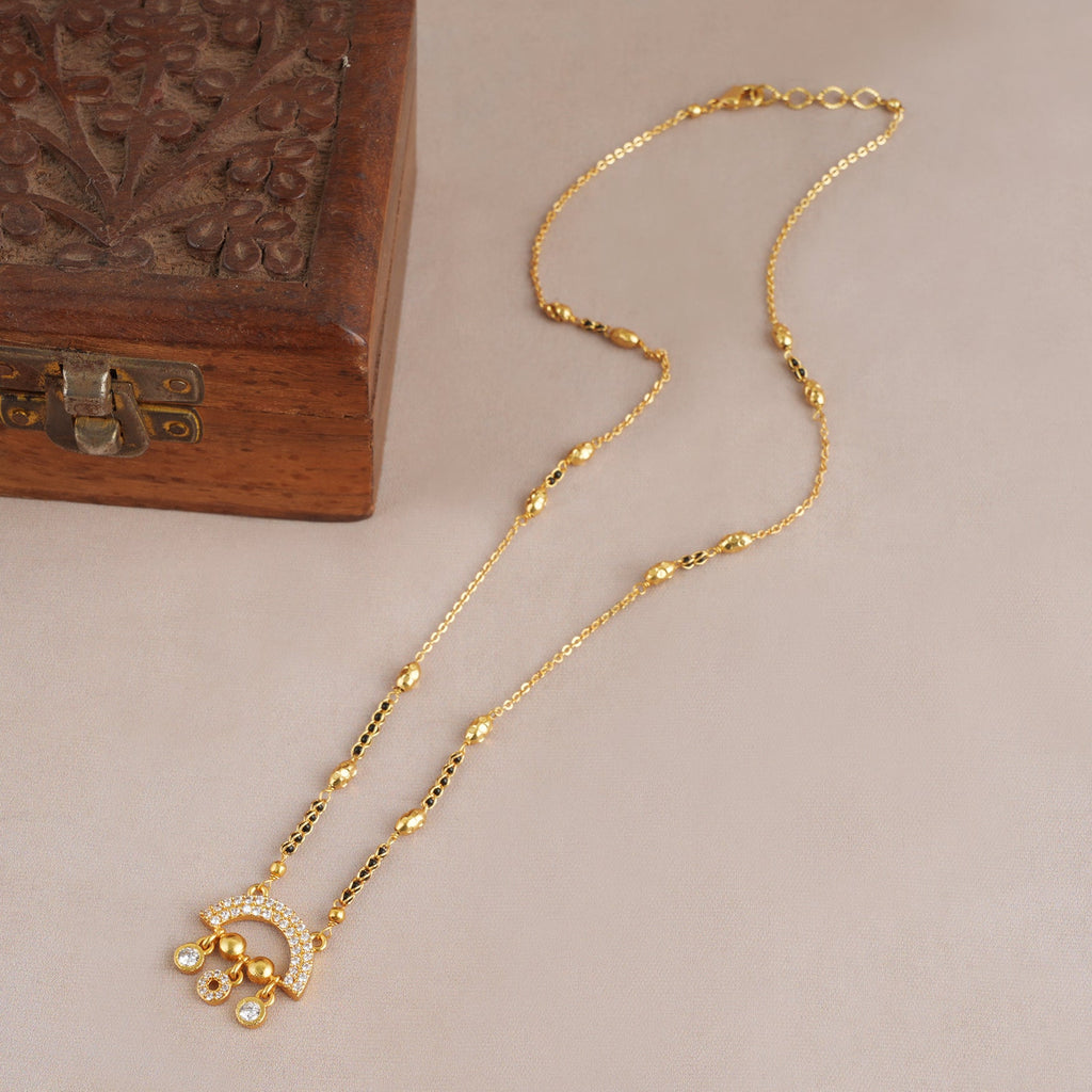 Sleek gold plated diamond mangalsutra