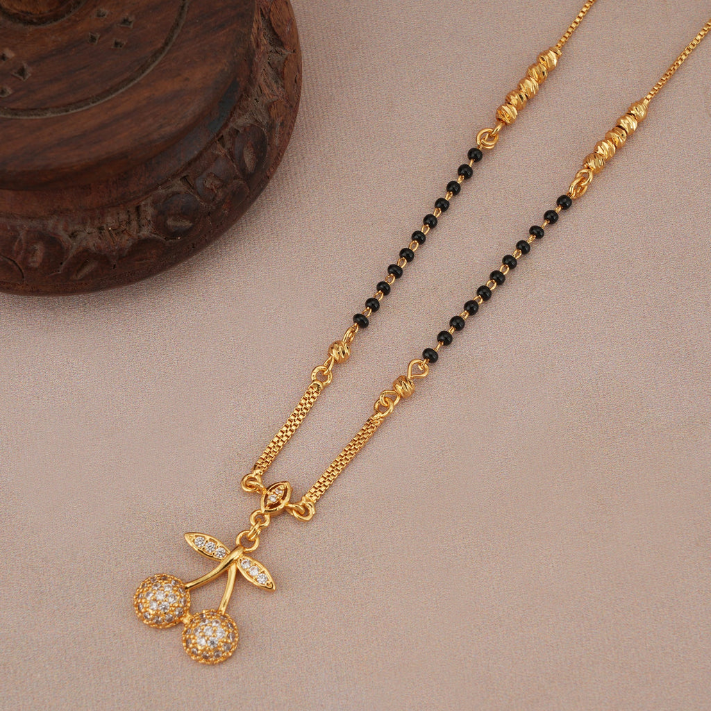 Gold plated cherry charm mangalsutra