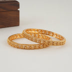 Gorgeous plain gold stone bangle set