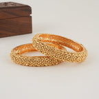 Stunning plain broad gold bangle set