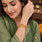 Plain intricate gold bangle set (set of 4 )