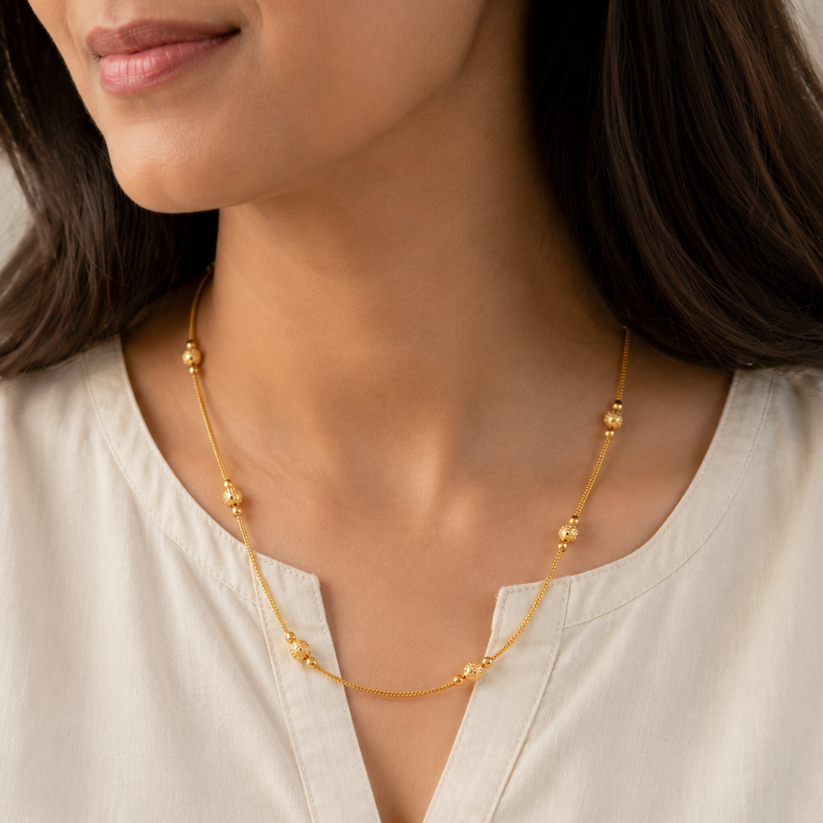 Elegant plain ball gold plated chain