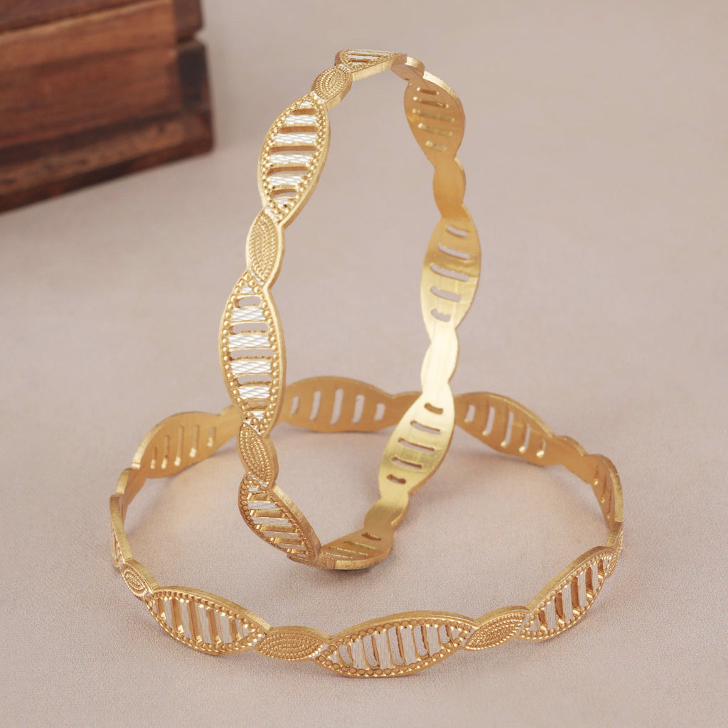 Beautiful dual tone gold plated bangle set