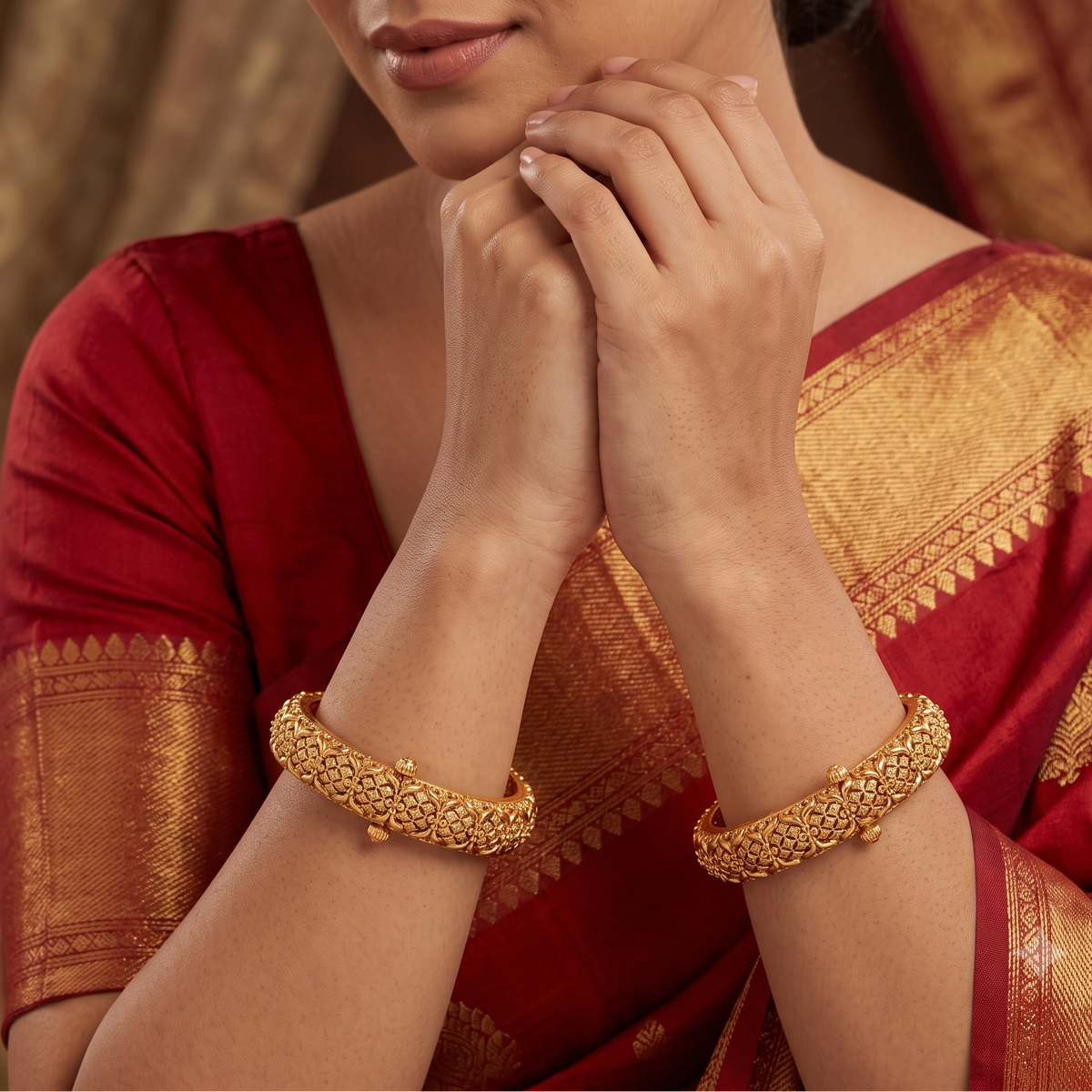 Stunning plain broad gold bangle set