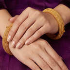 Gold plated broad openable bangle set