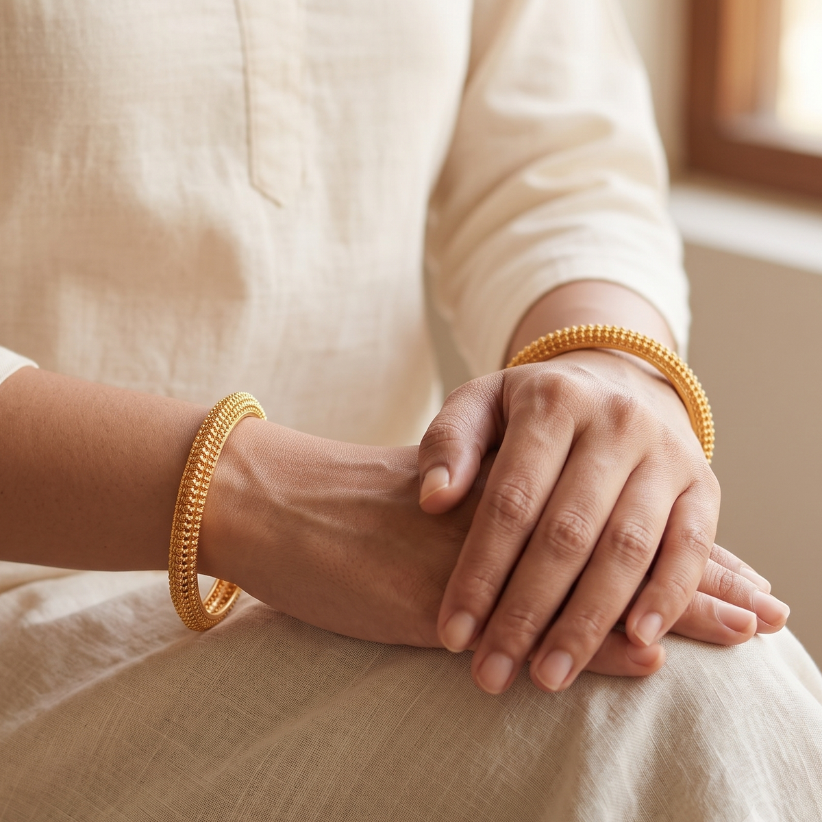 Beautiful elegant gold bangle set